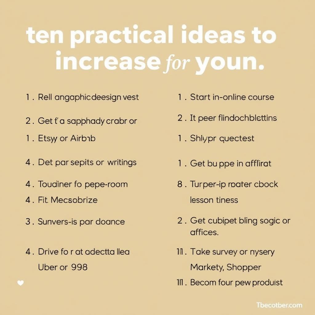 Ten practical ideas to increase your income today: 1