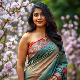 A beautiful Indian woman with a focus on her navel