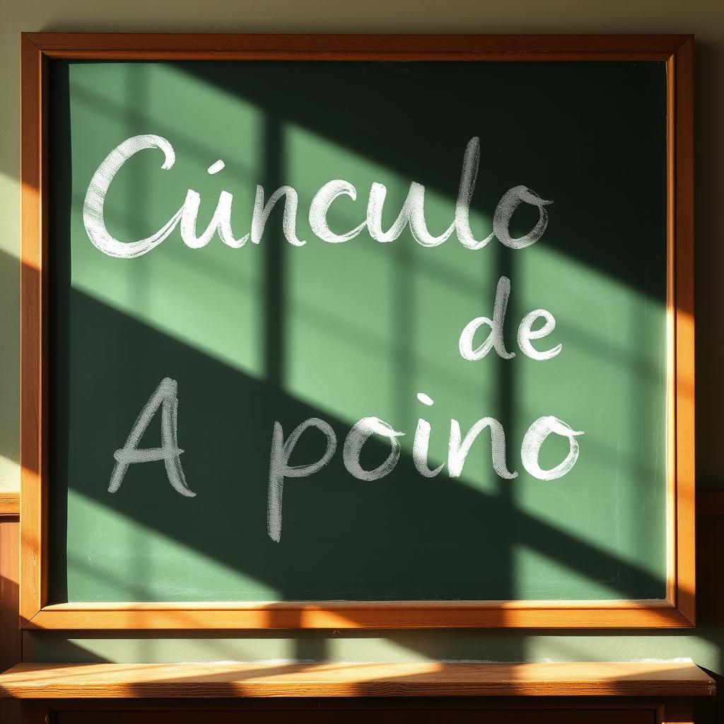 A classic green chalkboard with the words "Círculo de Apoio" written in elegant, chalk handwriting