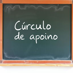 A chalkboard with the words 'Círculo de Apoio' written on it in Portuguese-Brazil