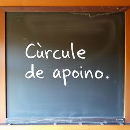 A chalkboard with the words 'Círculo de Apoio' written on it in Portuguese-Brazil