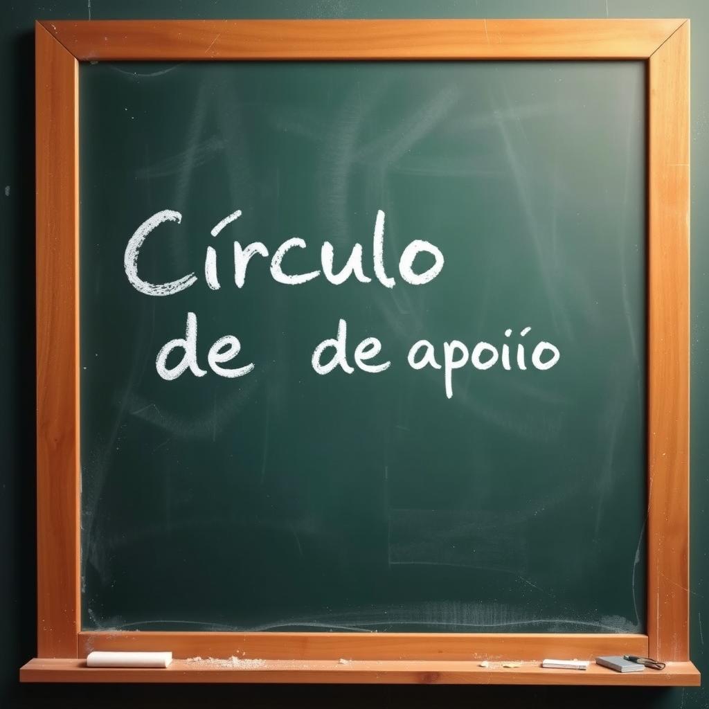 A chalkboard with the words 'Círculo de Apoio' written on it in Portuguese-Brazil