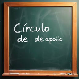 A chalkboard with the words 'Círculo de Apoio' written on it in Portuguese-Brazil