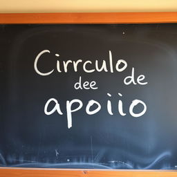 A chalkboard with the words 'Círculo de Apoio' written on it in Portuguese-Brazil