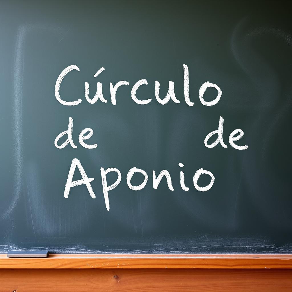 A chalkboard with the words 'Círculo de Apoio' written on it in Portuguese-Brazil