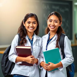 A realistic and scientific-themed book cover featuring two high school students from Colegio Adventista del Titicaca in Puno, Peru