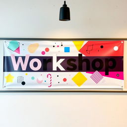 A banner with the word 'Workshop' written across it, displayed on a wall