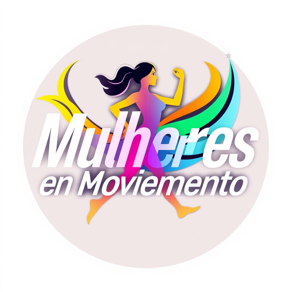 A vector-style logo featuring the phrase "Mulheres em Movimento