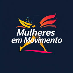 A vector-style logo featuring the phrase "Mulheres em Movimento