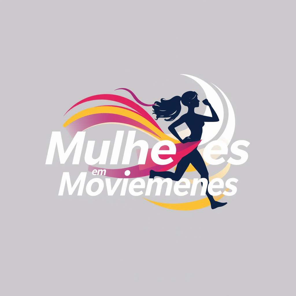 A vector-style logo featuring the phrase "Mulheres em Movimento