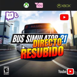 A YouTube thumbnail for the video game 'BUS SIMULATOR 21'