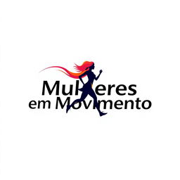 A vector-style logo featuring the phrase "Mulheres em Movimento" on a white background