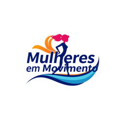 A vector-style logo featuring the phrase "Mulheres em Movimento" on a white background