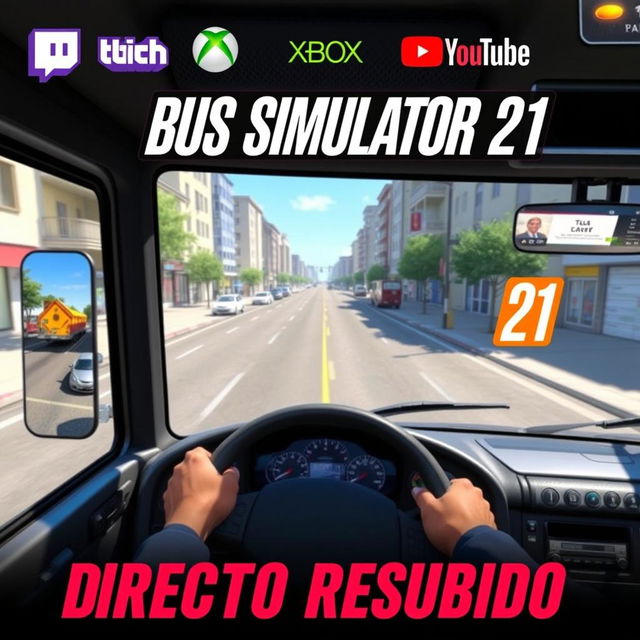 A YouTube thumbnail for the video game 'BUS SIMULATOR 21'