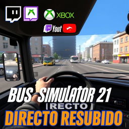 A YouTube thumbnail for the video game 'BUS SIMULATOR 21'