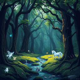 Pixel art depicting a mysterious forest