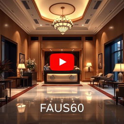 A YouTube thumbnail featuring a hotel reception area, designed with an inviting and elegant atmosphere