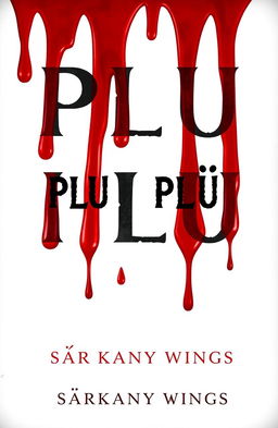 A minimalist horror book cover featuring a stark white background with red drops of blood dramatically running down from the top