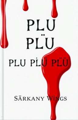 A minimalist horror book cover featuring a stark white background with red drops of blood dramatically running down from the top