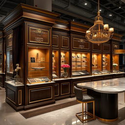 A luxurious and elegant chocolate stand design in a modern exhibition