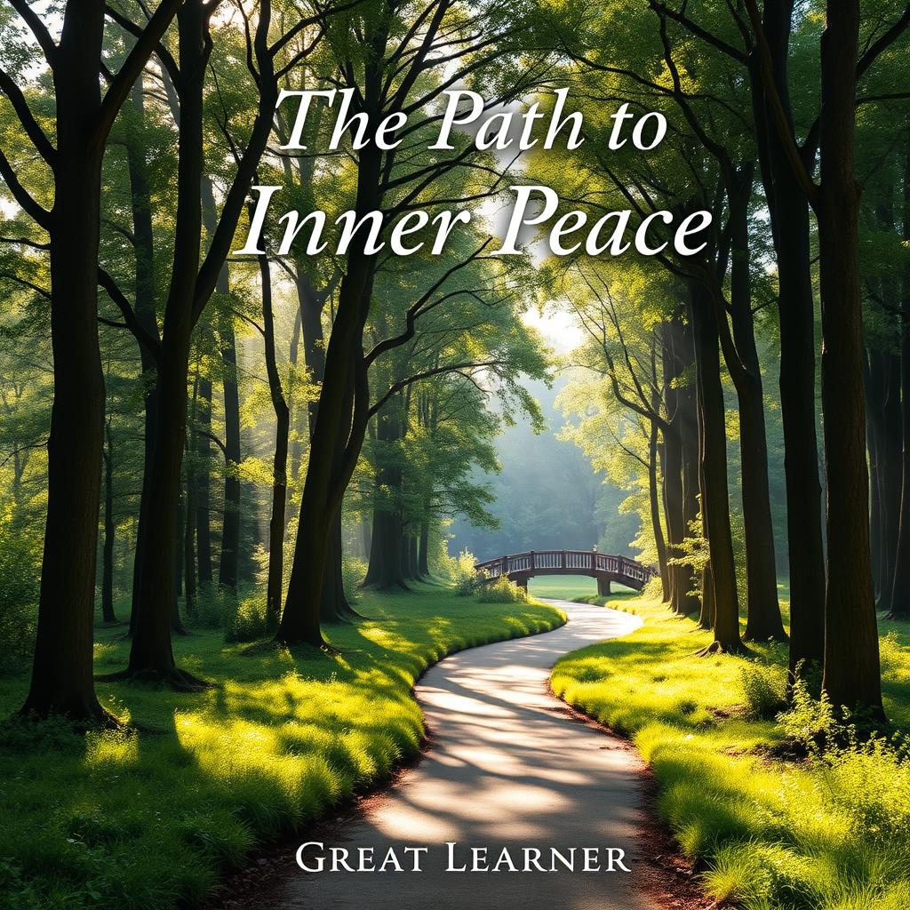 A visually captivating book cover design for "The Path to Inner Peace" by Great Learner