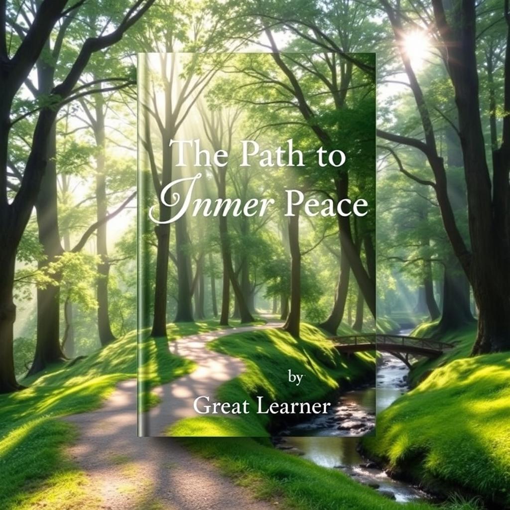 A visually captivating book cover design for "The Path to Inner Peace" by Great Learner