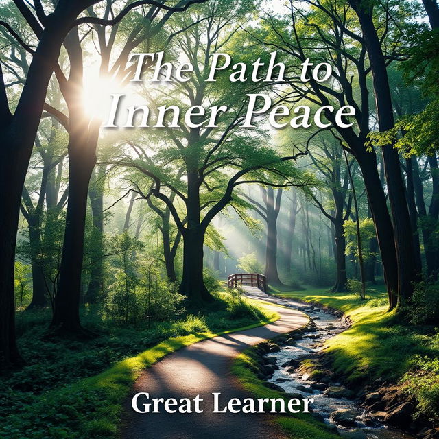 A visually captivating book cover design for "The Path to Inner Peace" by Great Learner