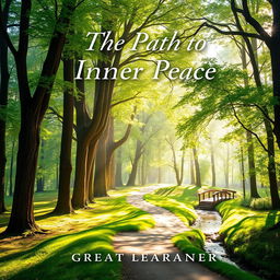 A visually captivating book cover design for "The Path to Inner Peace" by Great Learner