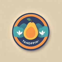 Logo for a brand named 'Tropical Tang', prominently featuring papayas and bananas encapsulated in a tropical ambiance