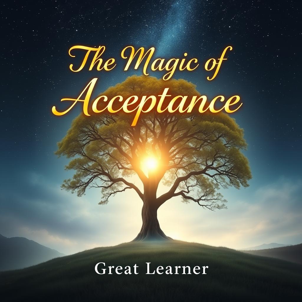 A captivating book cover design for "The Magic of Acceptance" by Great Learner