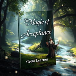 A captivating and serene book cover design for "The Magic of Acceptance" by Great Learner