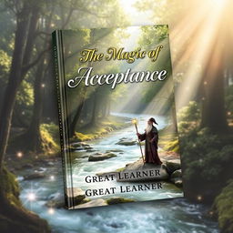 A captivating and serene book cover design for "The Magic of Acceptance" by Great Learner