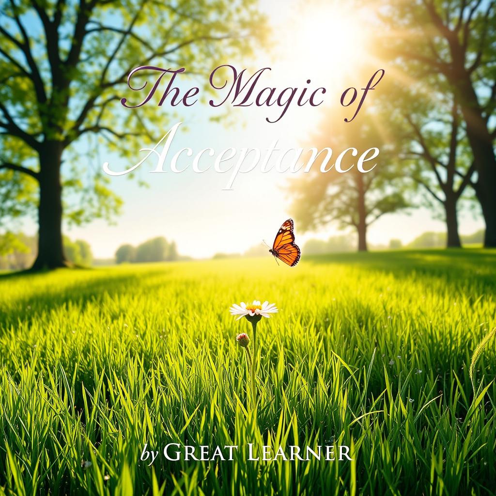 A serene and captivating book cover for "The Magic of Acceptance" by Great Learner