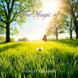 A serene and captivating book cover for "The Magic of Acceptance" by Great Learner