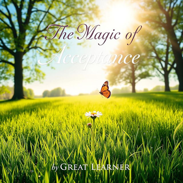 A serene and captivating book cover for "The Magic of Acceptance" by Great Learner