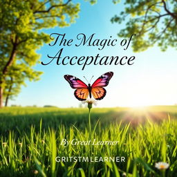 A serene and captivating book cover for "The Magic of Acceptance" by Great Learner