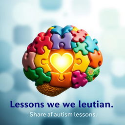 A symbolic representation of autism, featuring various puzzle pieces coming together to form a vibrant and colorful brain