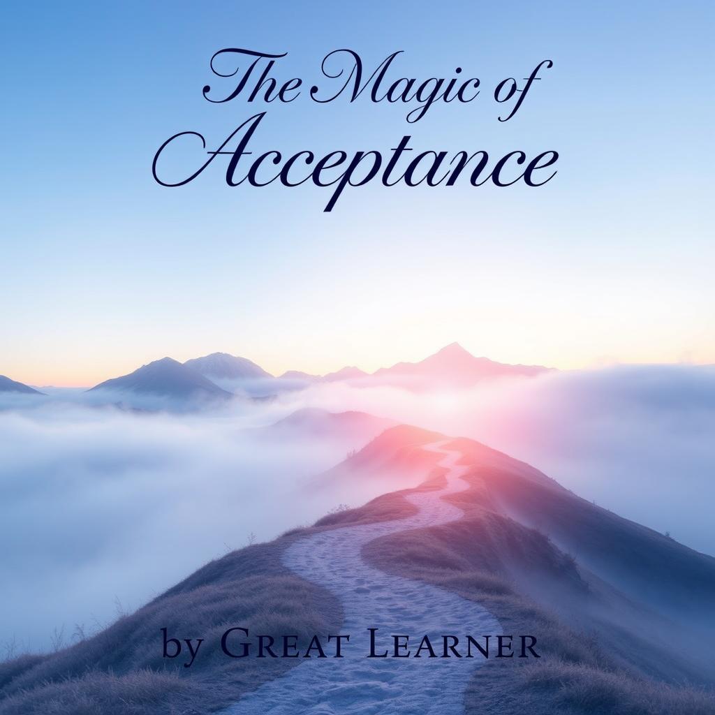 A captivating and calming book cover for "The Magic of Acceptance" by Great Learner