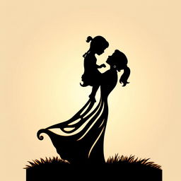 Silhouette design for laser cutting featuring a mother holding her child