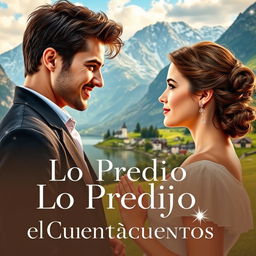 A contemporary romance book cover set in Switzerland, titled 'Lo Predijo el Cuentacuentos'