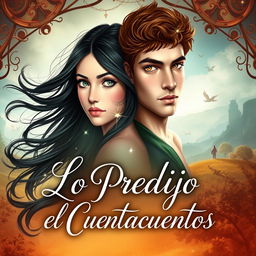 A romantic book cover with a fairytale yet contemporary style, titled 'Lo Predijo el Cuentacuentos'