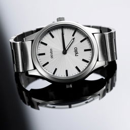 A sleek and contemporary watch design featuring a brushed steel casing with a seamless finish