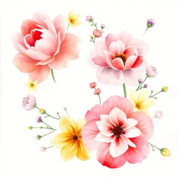 Watercolor flowers with delicate brush strokes on a soft white background, perfect for a book cover