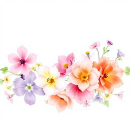 Watercolor flowers with delicate brush strokes on a soft white background, perfect for a book cover