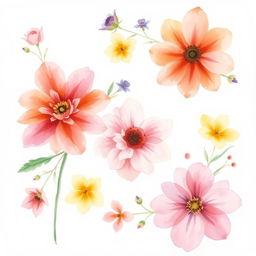 Watercolor flowers with delicate brush strokes on a soft white background, perfect for a book cover