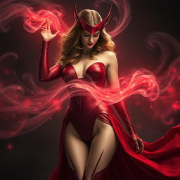 Scarlet Witch in an elegant and sophisticated pose, capturing her mystical and enchanting essence