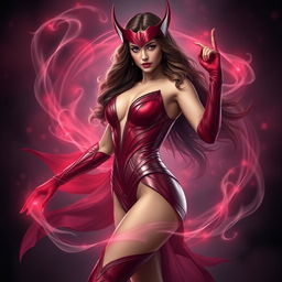 Scarlet Witch in an elegant and sophisticated pose, capturing her mystical and enchanting essence