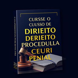 An extraordinary and flawless cover for a book on criminal procedural law, incorporating the text 'CURSO DE DIREITO PROCESSUAL PENAL', author 'CRISTIAN KIEFER DA SILVA', and year '2024'