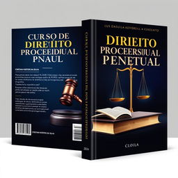 An extraordinary and flawless cover for a book on criminal procedural law, incorporating the text 'CURSO DE DIREITO PROCESSUAL PENAL', author 'CRISTIAN KIEFER DA SILVA', and year '2024'