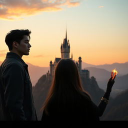 Two men standing shoulder to shoulder in profile, gazing into the horizon